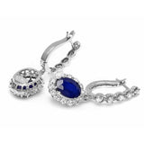 Thanksgiving Cifeeo  Delicate Drop Earrings For Women Silver Color Inlaid Blue/White Zirconia Elegant Wedding Accessories Classic Jewelry Gift