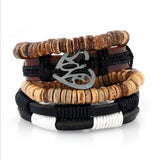 ZOSHI 4-6PC Vintage Multilayer Leather Bracelet For Men Fashion Braided Handmade Rope Wrap Bead Charm Woven Bracelets Male Gift