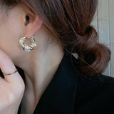 Cifeeo 14K Gold Plated Twisted Round Hoop Earrings for Women Girl Korean Fashion Jewelry S925 Silver Needle Zirconia Party Gift