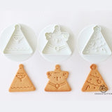 3Pcs/Set Christmas Snowman Santa Claus Elk Bear Cookie Mold Christmas Gift Plastic Christmas Pattern Mold DIY Baking Tools