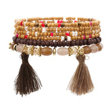 Vintage Ethnic Multilayer Big beads Bracelets Boho Statement Flower Bracelet Bangles For Women Summer Jewelry