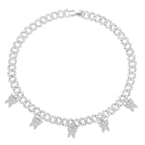 Fashion Bling Rhinestone Big Butterfly Pendant Necklace for Women Pink Blue Crystal Cuban Chain Necklace Rapper Rock Jewelry