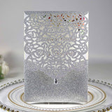 50pcs/lot Laser Cut Glitter Paper Wedding Invitations Card Diamond Design Custom Greeting Card Birthday Wedding Favor Decoration