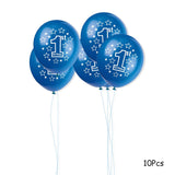 Birthday Party Decors Blue Latex Balloon Disposable Tableware 1st Kids Baby Shower Decoration Supplies Boy Birthday Party Globos