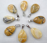 24pcs Natural Pink Quartz Crystal Agates Tiger eye Stone Malachite Water Drop Shape Pendant for DIY Jewelry Making