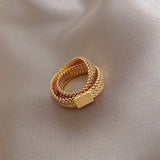 Design Sense Gold Snake Bone Chain Double Layer Rings For Woman New Korean Jewelry Party Fashion Girl's Unusual Gothic Ring