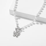 Cifeeo 2023 Heart Choker Pearl Necklace For Women Butterfly Necklaces Pendant Collar Chokers Chains Bead Necklace Women's Jewelry