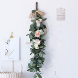 Artificial Green Eucalyptus Garland Leaves Vine Silk Leaf Fake Rattan Artificial Plants Ivy Wreath Wall Hanging Wedding Decor