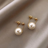 Cifeeo Simple Elegant Small Pearl Pendant Earrings For Woman New Fashion Jewelry Party Ladies' Unusual Dangle Earrings Accessories