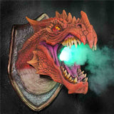 Cifeeo  3D Dragon Statue Legends Prop Wall Mounted Dinosaur Smoke Light Wall Art Sculpture Statue Wall Art Home Decor Room Decoration