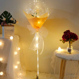 Diy Led Light Balloons Stand with Rose Flower Bouquet Event Decoration Birthday Party Wedding Decoration Led Bubble Balloon