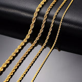 Christmas Gift Men Ropes Long Necklace Stainless Steel Minimalist Twist Rope Chain Necklace Available in Gold Color Silver Color 2 TO 5mm