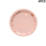 WEIGAO Rose Gold Birthday Party Cup Plates Rose Gold Party Disposable Tableware Sets Bachelorette Party Decor Bridal Shower Cups