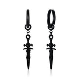 Christmas Gift SINGLE SILVER COLOR DAGGER EARRING MEN STAINLESS STEEL SWORD HUGGIE HOOPS EARRINGS COOL FASHION ROCK TATTOO MEN JEWELRY