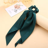 Cifeeo Fashion Colorful Bow Satin Long Ribbon Women Hair Scrunchies Scarf Ponytail Holder Elastic Hair Bands Hair Accessories