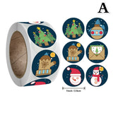 500pcs/roll Christmas Round Santa Claus Stickers Gift Packaging Sticker