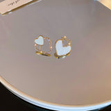 Cifeeo Korean New Asymmetric Love Small Earrings Fashion Temperament Exquisite Versatile Earrings Female Jewelry