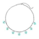 Cifeeo Fashion Bling Crystal Tennis Chain Choker Necklace for Women Gold Silver Color 7 Butterfly Cherry Pendant Necklace Party Jewelry