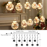 Christmas Ball Santa LED Curtain Light String Ornament