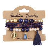 Vintage Ethnic Multilayer Big beads Bracelets Boho Statement Flower Bracelet Bangles For Women Summer Jewelry