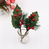 1Pcs Christmas Decor Artificial Flower Stamens Pearl Branches Mixed Berry For Wedding Decoration DIY Gift Box Craft Fake Flowers