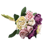9pcs/set 4cm 7cm Silk Rose Flower Bouquet Real Touch Fake Flowers for Wedding Decoration Bridal Hold Bouquet Home Garden Supplie