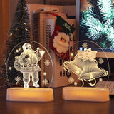 Christmas Gift Christmas Santa Claus Acrylic 3D Night Lamp for Kids Bedroom Decor Nightlight Garland Gift Xmas USB/Battery Powerd Night Light