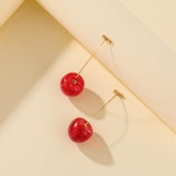 Fashion Cherry Earrings for Women Elegant Dried Flower Resin Cherries Pendant Earrings Wholesale Jewelry