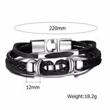 Christmas Gift Vnox Vintage Rudder Charm Bracelet for Men Multi-layer Leather Rope Bracelets Bangles 7.87" pulseira masculina