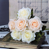 Christmas Gift White Rose Artificial Flowers Silk Bouquet High Quality Big Rose for Wedding Decoration Fake Flowers Red for Home Table Decor