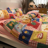 Cifeeo Rainbow Bedding Set Cartoon Printed Bed Linen Sheet Adult Kids Childs 4IN1 3IN1 Bedsheet with Duvet Cover Pillowcase All Season