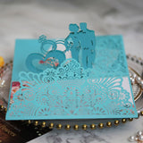 10pcs European Laser Cut Wedding Invitations Card 3D Tri-Fold Diamond Ring Elegant Greeting Card Wedding Party Favor Decoration