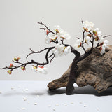 Christmas Gift Cherry Red Plum Blossom Silk Artificial Flowers Plastic Branch for Home Wedding DIY Decoration Foam Christmas Berry Fake Flowers