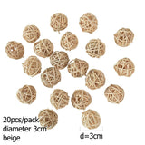 10/20pcs 3-5cm Decorative Rattan Balls Photo Props Wedding Christmas Decoration Round Straw Ball for Home Decor Party Supplies