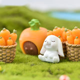 4pcs/set Rabbit Model Cartoon Animal Figurine Dollhouse Miniature Fairy Home Garden Decoration Resin Mold Easter Desktop Craft