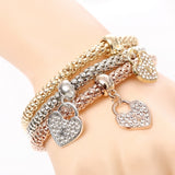 3Pcs Bracelet Crystal Owl Music Note Boy Girl Heart Charm Bracelets For Women Pulseria Feminina Jewelry Gift amazing price