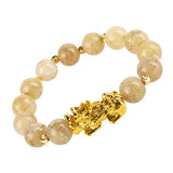 Feng Shui Obsidian Stone Beads Bracelet Men Women Unisex Wristband Gold Black Pixiu Wealth and Good Luck  Women Bracelet