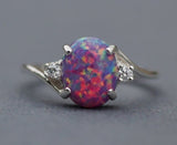 Classic Creativity Silver Color Women's Ring Oval Cut Fire Imitation Opal Engagement Ring Bridal Wedding Fashion 2021 Jewelry