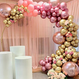 Christmas Gift 126pcs Chrome Gold Rose Pastel Baby Pink Balloons Garland Arch Kit 4D Rose Balloon For Birthday Wedding Christmas Party Decor