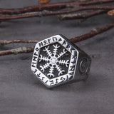 Christmas Gift Viking Compass Vegvisir Aegishjalmur Runic Statement Ring Mens Vintage Nordic Viking Totem Odin Biker Rings Jewelry