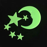 3D Star and Moon Wall Stickers Glow In the dark Energy Storage Fluorescent Luminous Wall Art Decor Kids living Room Decoration