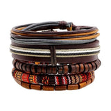 ZOSHI 4-6PC Vintage Multilayer Leather Bracelet For Men Fashion Braided Handmade Rope Wrap Bead Charm Woven Bracelets Male Gift