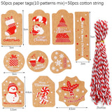 Christmas Gift 48sets Merry Christmas Gift Tags Santa Claus Snowman Xmas Tree Shape DIY Hang Tags with Rope New Year Party Gift Wrapping Labels