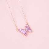 Trendy Colorful Butterfly Necklaces For Women Crystal Butterfly Pendant O Chain Necklace Korean Style Fashion Party Jewelry