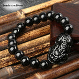 Wealth and Good Luck Chinese Fengshui Pixiu Bracelet Unisex  Wristband Men Women Bracelets Obsidian Beads Bracelet Jewelry Gift