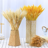 50PCs Natural Dried Wheat Ear Flower Real Flowers Bouquet Ornaments Wedding Decoration for Home Decor DIY Party Christmas Plants