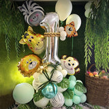 48pcs/set Jungle Animal Party foil number Balloons set Forest Safari jungle giraffe Kids 1-9th Birthday Party Decors globos