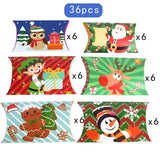 36Pcs Christmas Pillow Candy Box Kraft Paper Creative Gift Packaging Boxes Candy Bags Christmas Favors Birthday Party Decoration