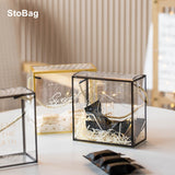 StoBag 10pcs Transparent Portable Box Wedding Birthday Party Baby Shower Baking Cookies Cake Boxes And Packaging Decoration