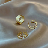 Cifeeo 7PCS/SET Korea Fashion Mixed Minimalist Ring Set Geometric Round Metal Gold Silver Color Cuff Open Rings Jewelry For Women